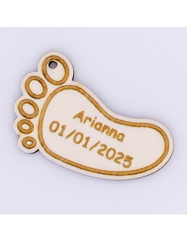 Portachiavi Legno Piedino con Data Nascita | laseriamo.com