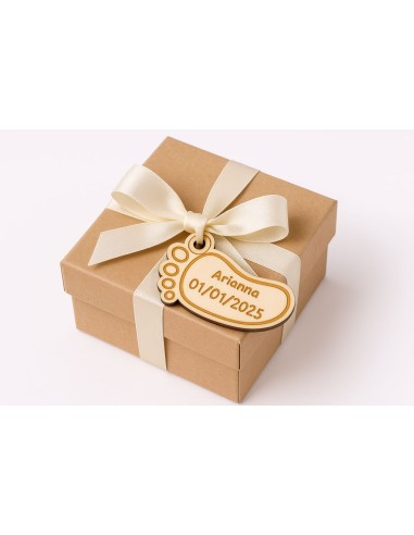 Portachiavi Legno Piedino con Data Nascita | laseriamo.com